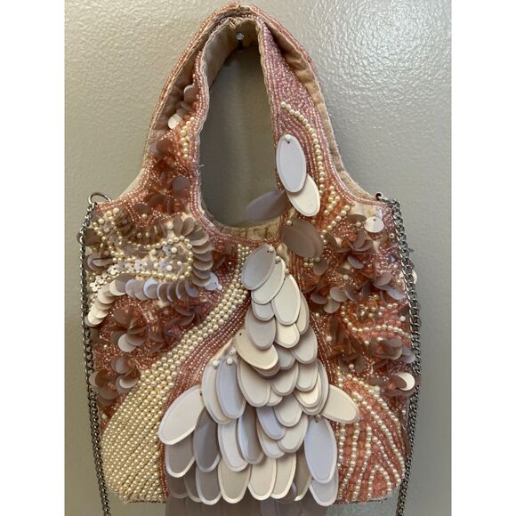 NWT Handcrafted in India pink beaded bag. - Picture 2 of 10